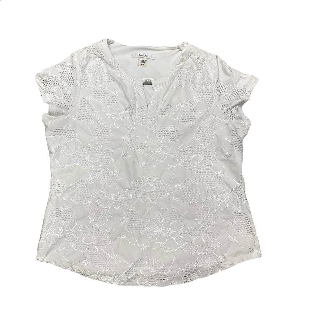 White Short Sleeve Blouse, Size M